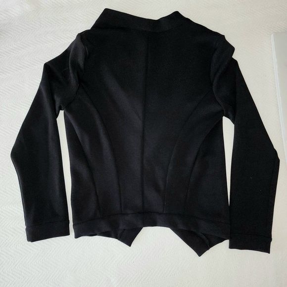 Cardigan Assymetrical Front Contrast Trim Black Stretch Fitted Sz M NWT - Picture 4 of 7